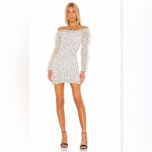 Lovers + Friends White and Black Heart Dot Long Sleeve Dress Valentines Day NWT